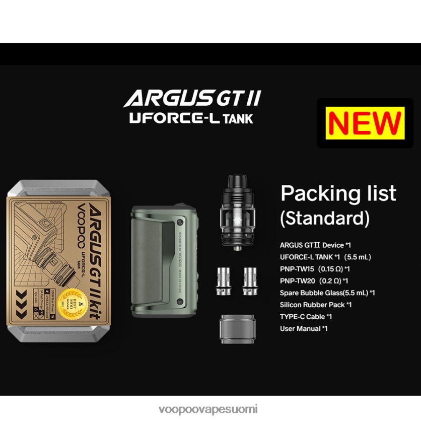 VOOPOO Suomi - VOOPOO ARGUS GT II tankkisarja grafiitti DT4XDB1