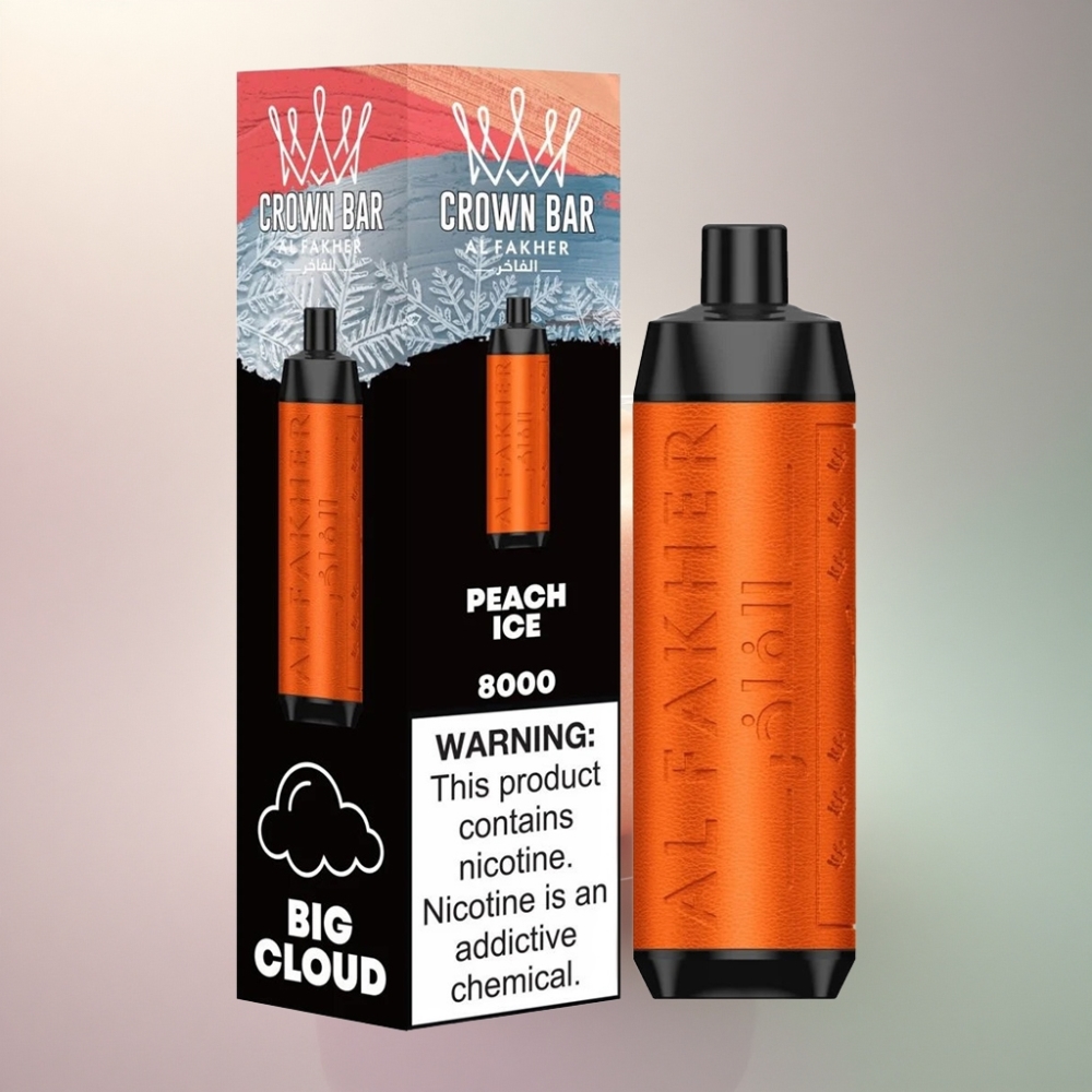 Al Fakher Crown Bar 8000 Crystal Persikka-Jää 600mAh 5mg nikotiinia