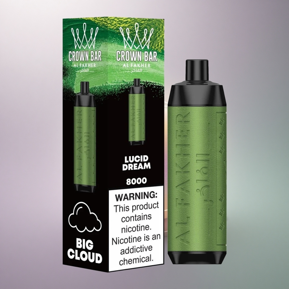 Al Fakher Crown Bar 8000 Crystal Selkeä Uni 600mAh 5mg Nikotiinia