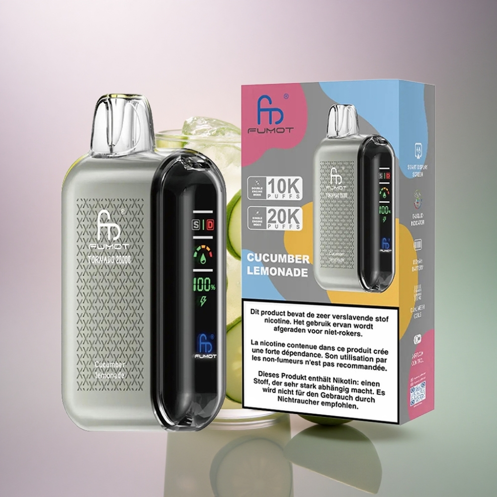 Fumot Tornado 20000 Puffs Kurkku Limonadi Dual Mesh Coil 850mAh