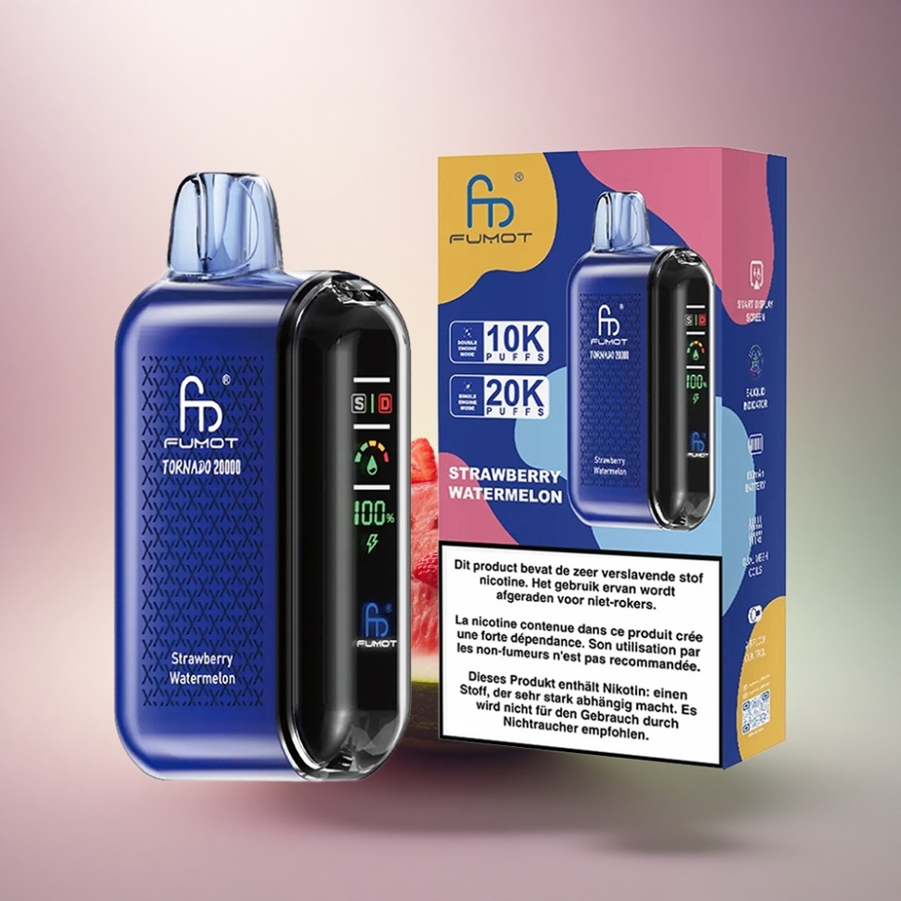 Fumot Tornado 20000 Puffs Mansikka-Arbuusi Dual Mesh - 850mAh Akku - 2% Nikotiinia