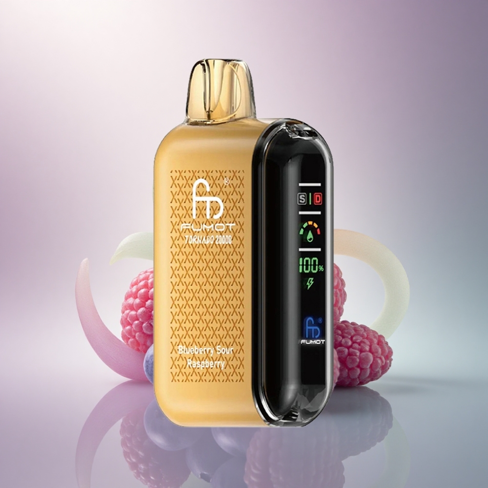 Fumot Tornado 20000 Puffs Mustikkahappo Vadelma Dual Mesh Coil 850mAh