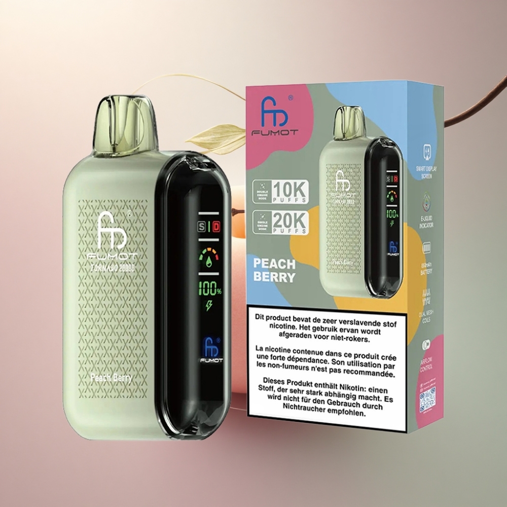 Fumot Tornado 20000 Puffs Persikka-Marja Kaksoishäkkikela 850mAh