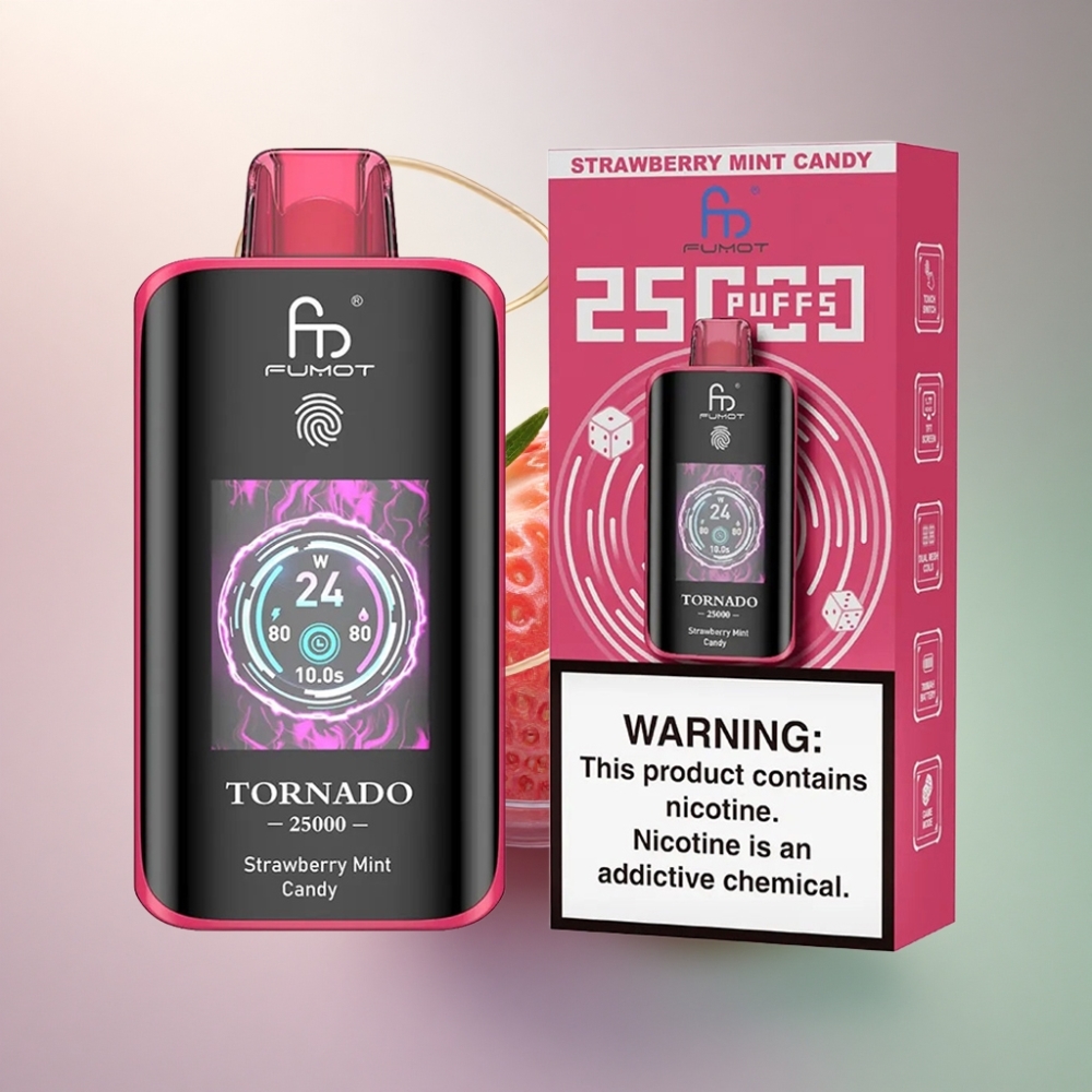Fumot Tornado 25000 Puffs Mansikka-Minttu-Karkki 700mAh 20ml