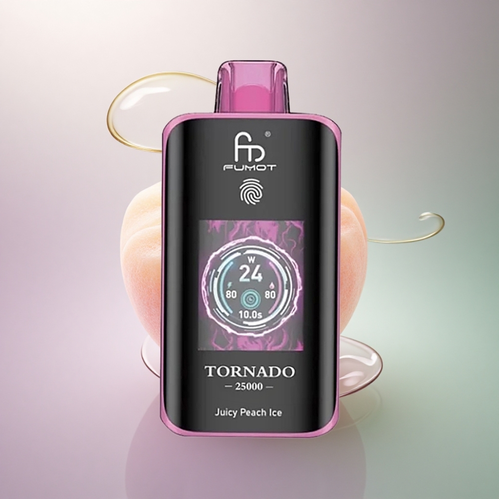 Fumot Tornado 25000 Puffs Mehukas Persikka Jää 20ml 5% nikotiinia 700mAh