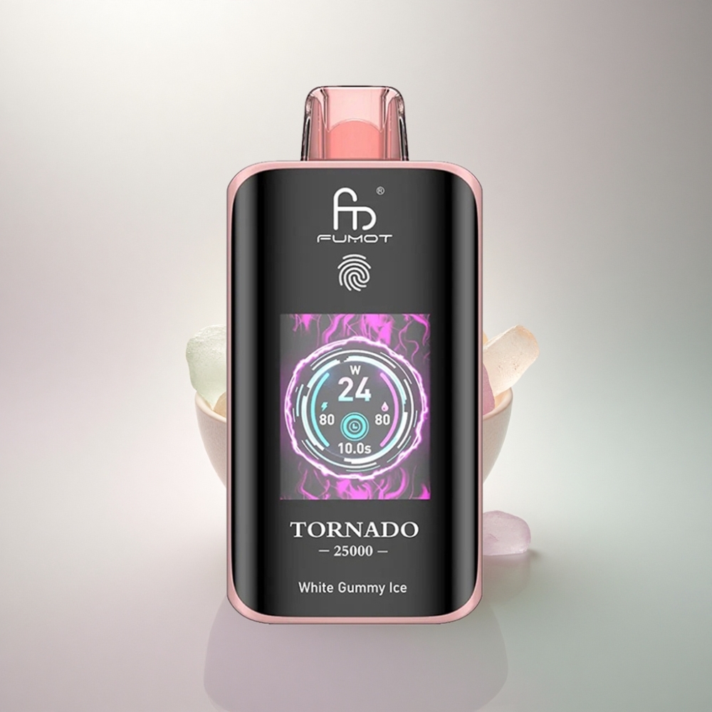 Fumot Tornado 25000 Puffs Valkoinen Nallekarkki Jää 20ml Nikotiinia 700mAh