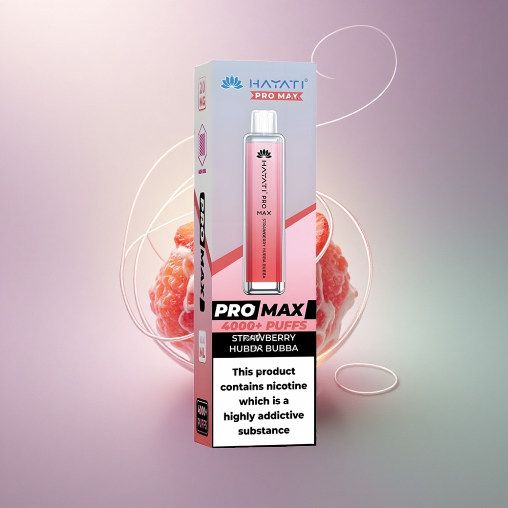 Hayati Pro Max 4000 Puffs Mansikka Hubba Bubba 5% nikotiinia 1400mAh