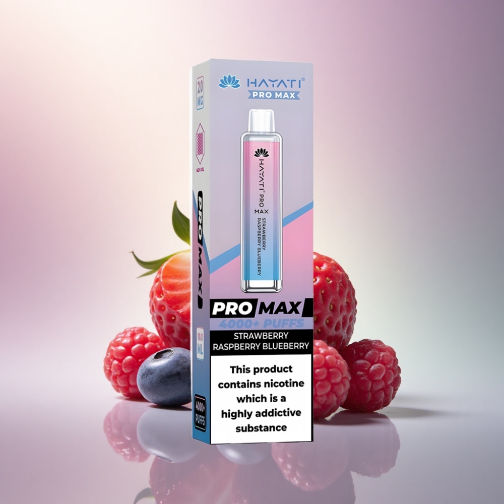 Hayati Pro Max 4000 Puffs Mansikka Vadelma Mustikka 5% Nikotiinia 1400mAh
