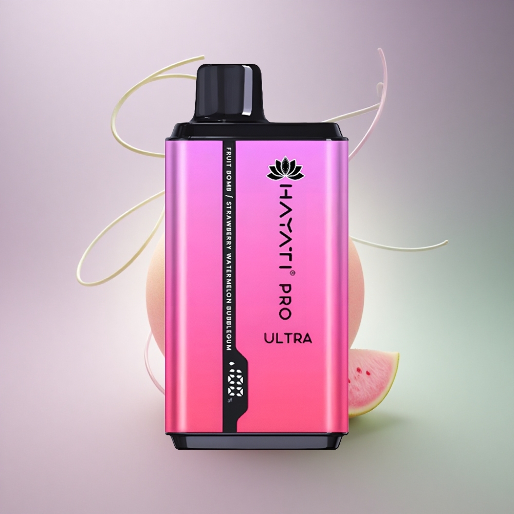 Hayati Pro Ultra 15000 Puffs Hedelmäpommi Mansikkameloni Kuplapurkka 850mAh 2% nikotiinia