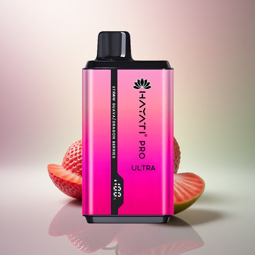 Hayati Pro Ultra 15000 Puffs Mansikkaguavalohikäärmeenmarjat 850mAh 2% nikotiinia