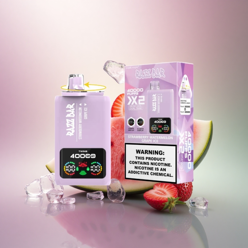 Razz Bar 40000 Puffs Mansikka-Arbuusi - Viiniräätälöitä Jää, 650 mAh, 2% nikotiinia