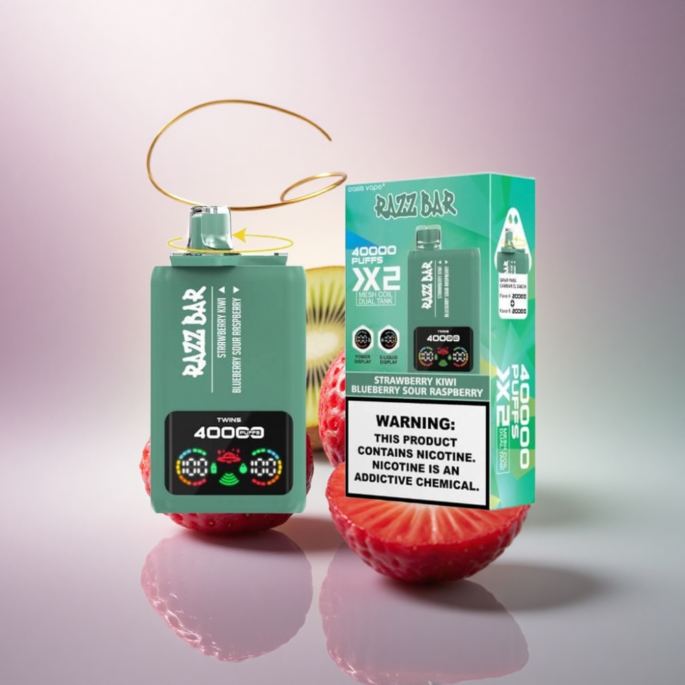 Razz Bar 40000 Puffs Mansikka-Kiivi - Mustikka-HapanVadelma 650 mAh 5% nikotiinia