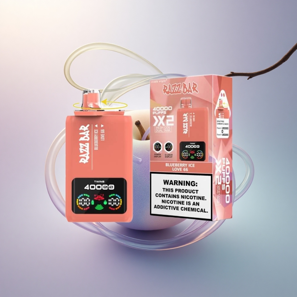 Razz Bar 40000 Puffs Mustikka-Jää - Rakkaus 66, 1.0Ohm 2 Mesh, 650 mAh