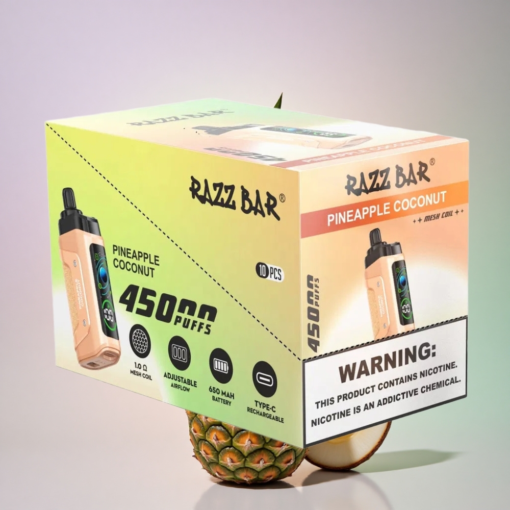 Razz Bar 45000 Puffs Ananas Kookos 650 mAh 1,0 Ohm