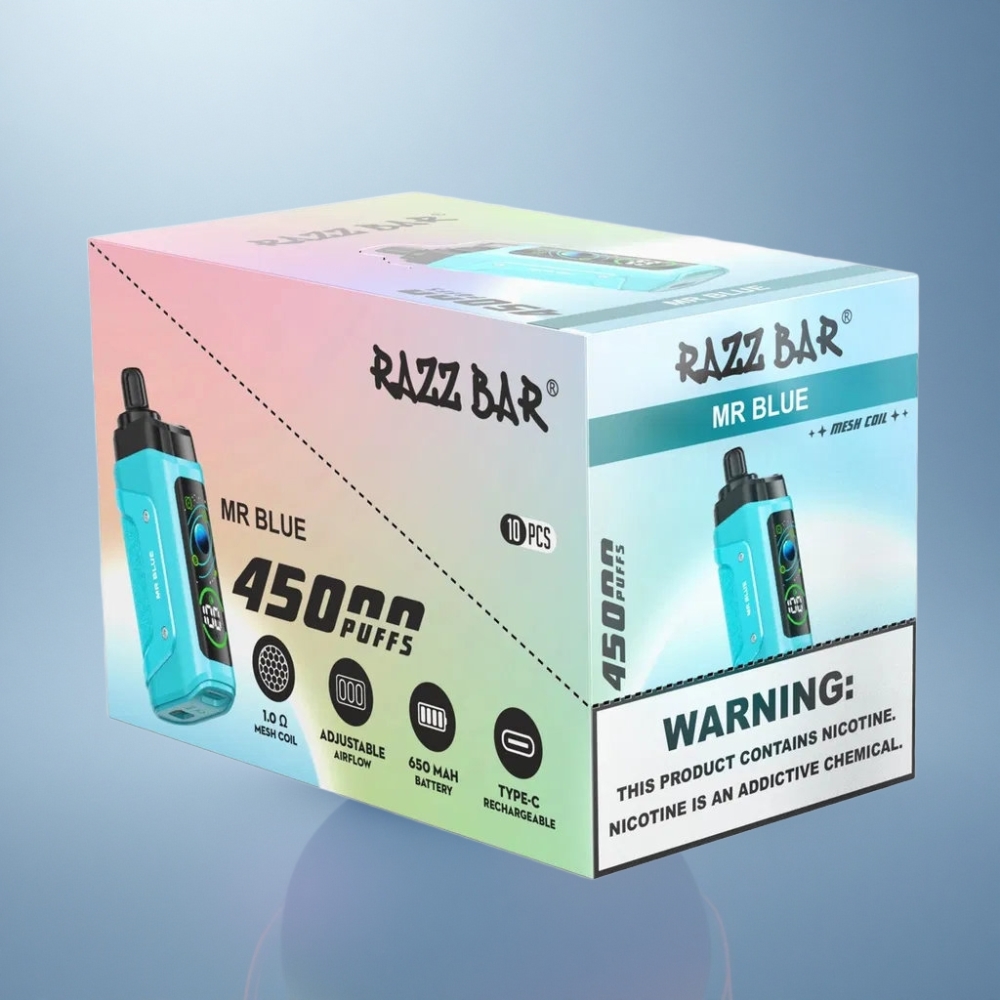 Razz Bar 45000 Puffs Herra Sininen 1.0 Ohm 650 mAh