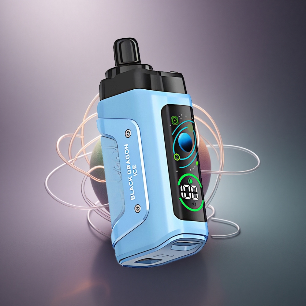Razz Bar 45000 Puffs Mustaan Lohikäärmeeseen Jää 1.0 Ohm Mesh Coil 650 mAh