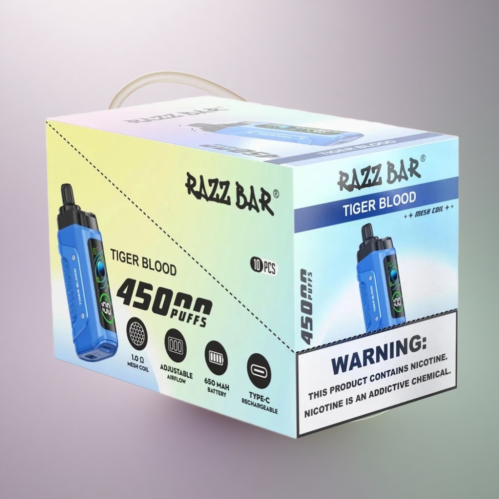 Razz Bar 45000 Puffs Tiikeriveri Mesh Coil 20 mg/ml Nikotiinia