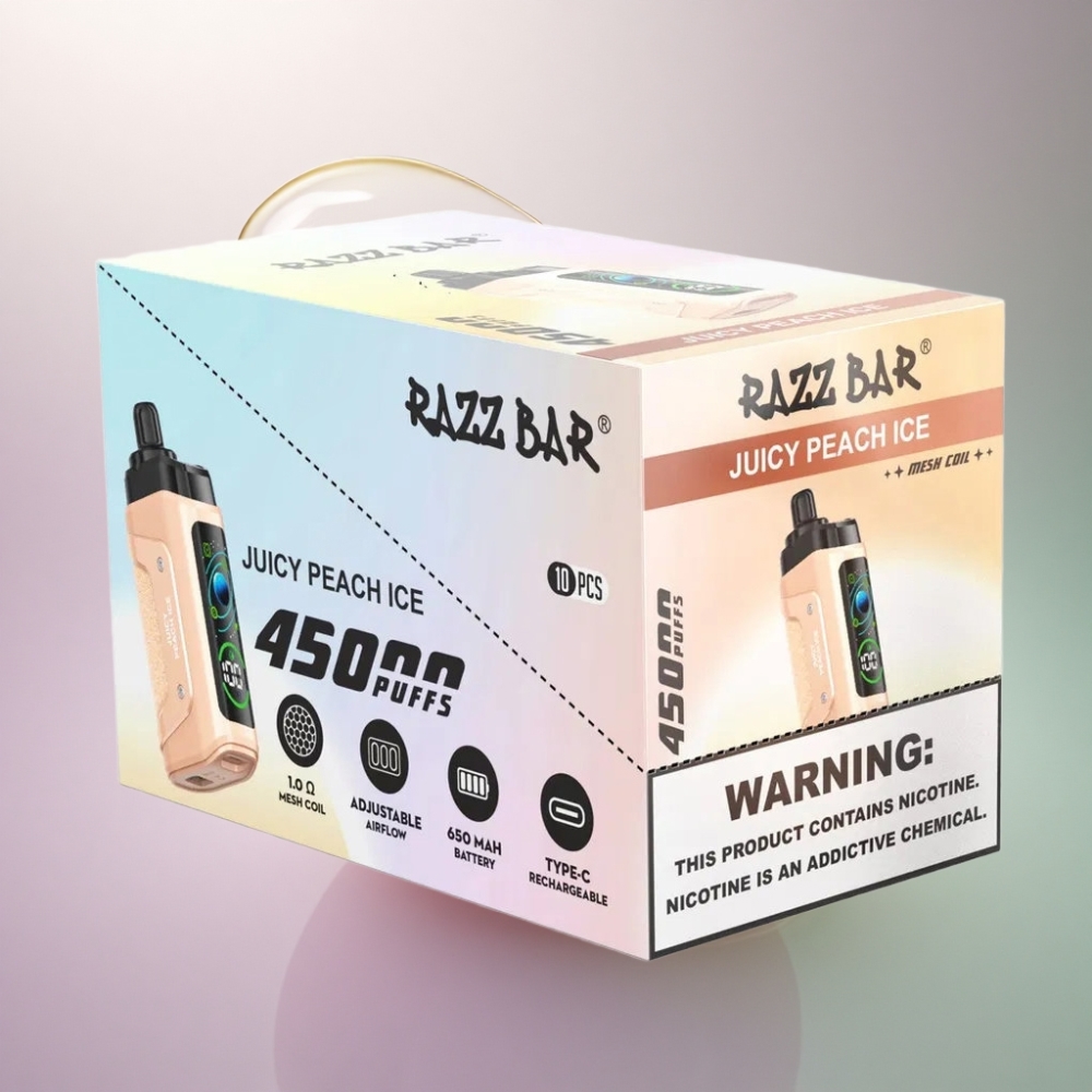 Razz Bar 45000 Puffs Tuore Persikka-Jää 1.0 Ohm Mesh mAh 650