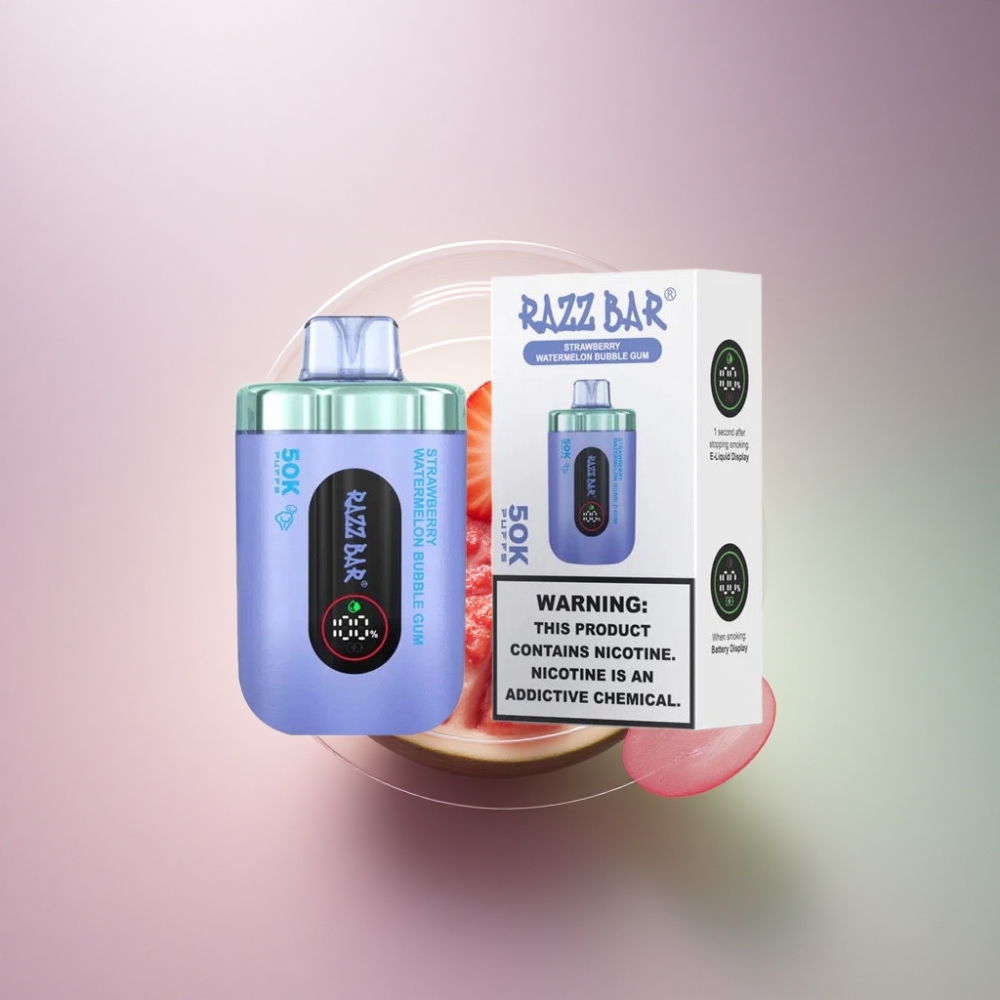 Razz Bar 50K Puffs Mansikka-Arbuusi Kuplapurkka 650 mAh 2% Nikotiinia