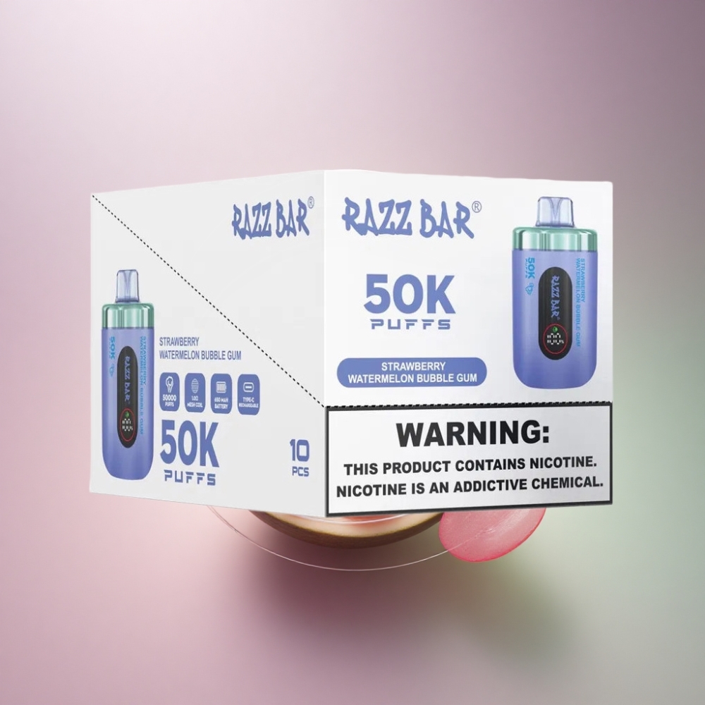 Razz Bar 50K Puffs Mansikka-Arbuusi Kuplapurkka 650 mAh 2% Nikotiinia
