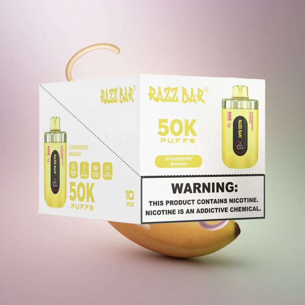 Razz Bar 50K Puffs Mansikka Banaani 2% Nikotiinia 650 mAh