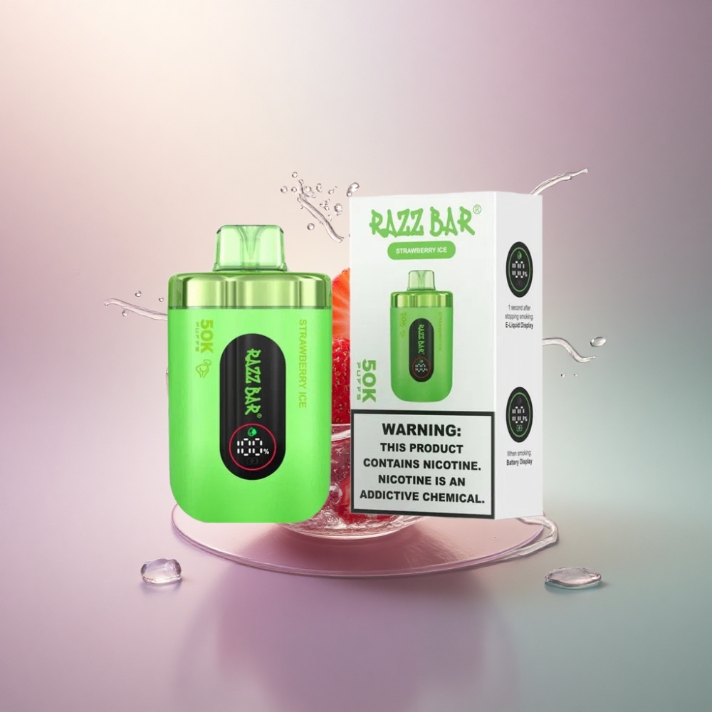 Razz Bar 50K Puffs Mansikkajää 2% Nikotiinia 650 mAh