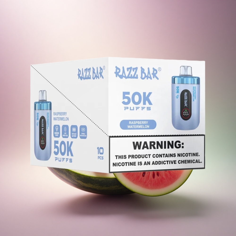 Razz Bar 50K Puffs Vadelma-Arbuusi 2% Nikotiinia 650mAh